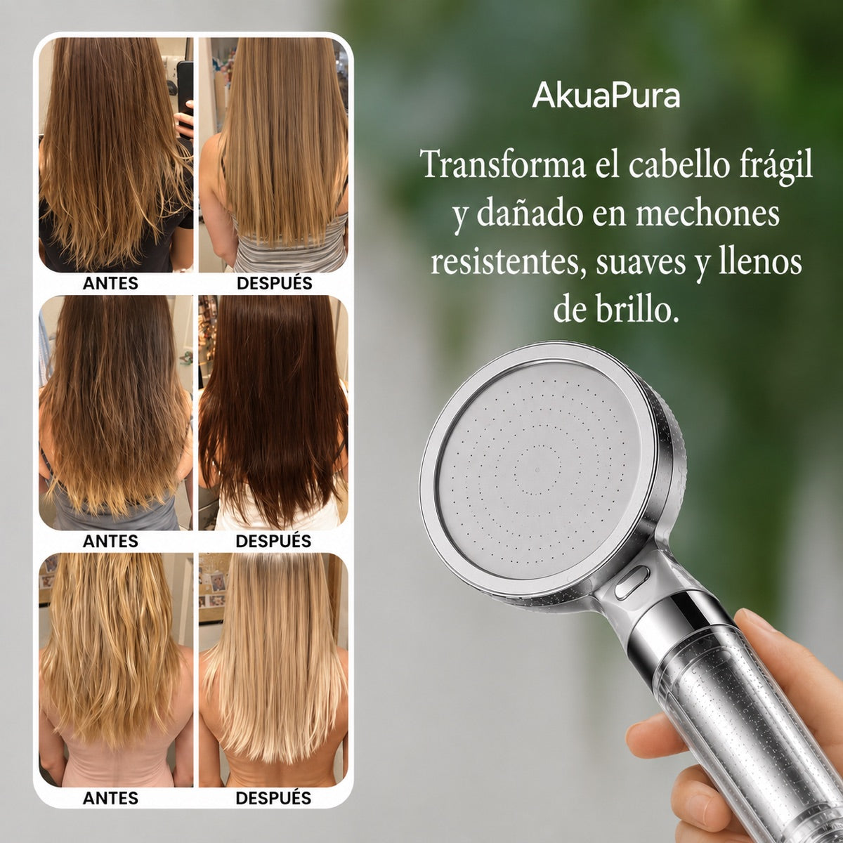 Cabezal de ducha filtrante AkuaPura cabello